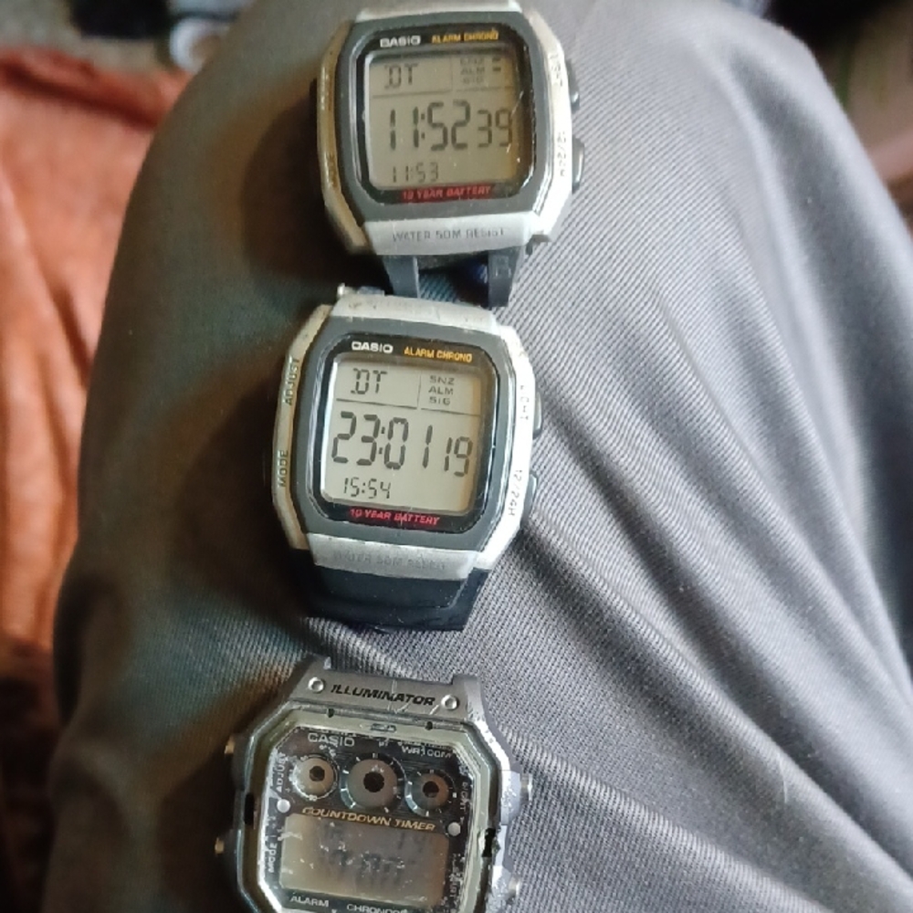 Casio Black and Silver Digital Smartwatch Trio